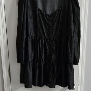 Black Scoop Neck Bishop Sleeve Sundress